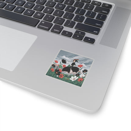 🌧️🌺 The Stormy Flower Walk Kiss-Cut Stickers – Art Deco Floral Fashion