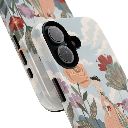 🌹🐈 The Lady And Puss In Boots Phone Case – Art Deco Floral Whimsy