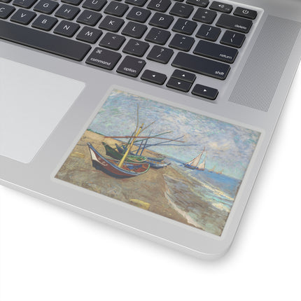 Fishing Boats on the Beach at Saintes-Maries by Vincent Van Gogh Kiss-Cut Stickers (4 Sizes)
