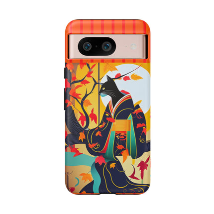 Black Cat in Kimono Phone Cases