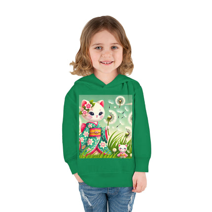 Geisha Kitten and the Dandelion Wish Toddler Pullover Fleece Hoodie