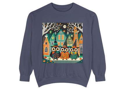 Night of the Trick-or-Treating Owlets Unisex Garment-Dyed Sweatshirt