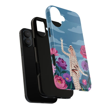 🌺👒 The Grand Flower Promenade Phone Case – Art Deco Fashion Illustration
