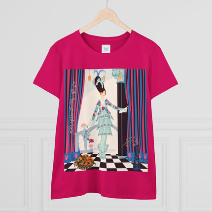 🌸🎭 The Lady Of The Garden Salon Cotton Tee – Art Deco Floral Elegance