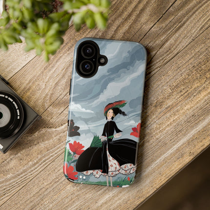 🌧️🌺 The Stormy Flower Walk Phone Case – Art Deco Floral Fashion