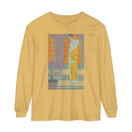 Sur Les Marches Du Jardin by Georges LePape Garment-dyed Long Sleeve T-Shirt