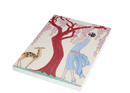 Woman, Fawn, and Red Tree by George Barbier Postcards (envelopes included) - Bundles of 10, 30, 50 Pieces