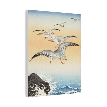 Five Seagulls Above Turbulent Sea by Ohara Koson – Japanese Seascape