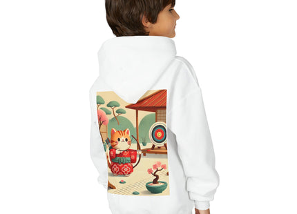 Archer Kitten in the Zen Garden Youth Heavy Blend Hooded Sweatshirt