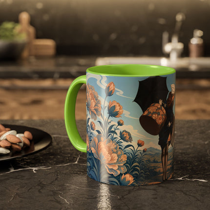 ☔🌸 The Grand Floral Journey Colorful Mug – Art Deco Travel Elegance