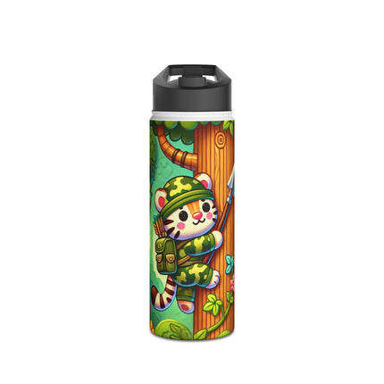 Stealthy Stripes Stainless Steel Water Bottle, Standard Lid