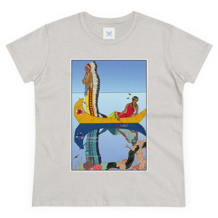 Le long du Missouri (Indian couple in a canoe on the Missouri River) by George Barbier Women's Midweight Cotton Tee