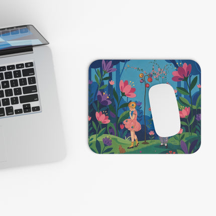 🌸🐇 The Curious Garden Companions Mouse Pad – Art Deco Floral Whimsy