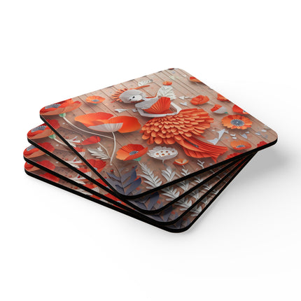 Poppy Fairy Corkwood Coaster Set
