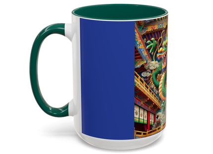 Tibetan Dragon Over Kabuki Duel Colorful Mugs (11oz, 15oz)