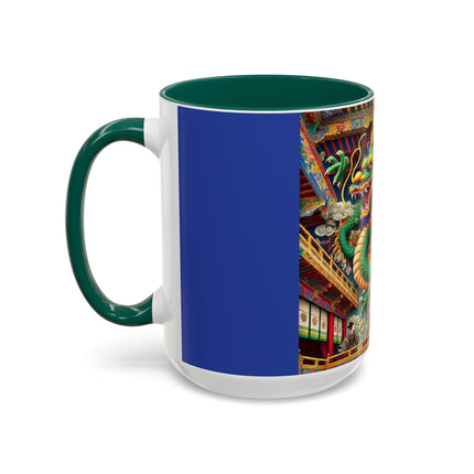 Tibetan Dragon Over Kabuki Duel Colorful Mugs (11oz, 15oz)