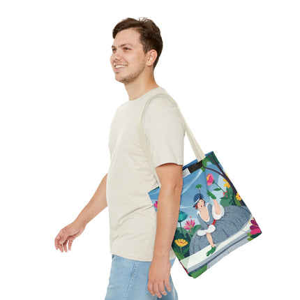 🌺🦚 The Lady Of The Peacock Garden Tote Bag – Art Deco Floral Fashion