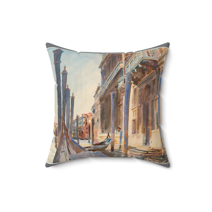 Gondola Moorings on the Grand Canal by John Singer Sargent Spun Polyester Square Pillow