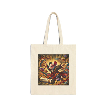 Theatrical Mouse on a Mission Cotton Canvas Tote Bag
