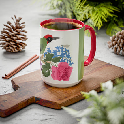 Woodpecker & Rose Colorful Mugs – Vibrant Spring & Bold Beauty