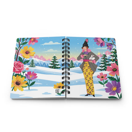 🐇❄️ The Lady Of The Winter Rabbit Garden Spiral Notebook – Art Deco Holiday Fantasy