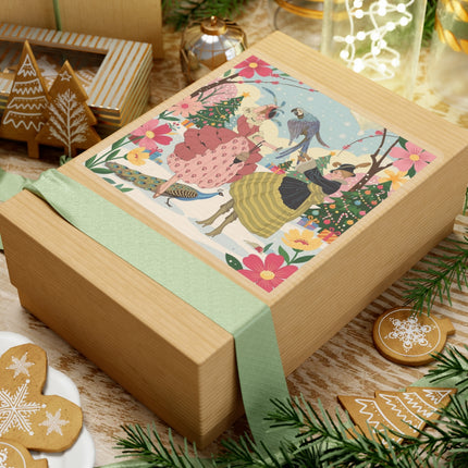 🦜🎄 The Christmas Parrot Promenade Kiss-Cut Sticker – Art Deco Holiday Fantasy