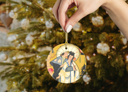 Golden Embrace Glass Ornament