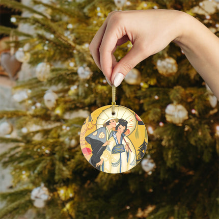 Golden Embrace Glass Ornament