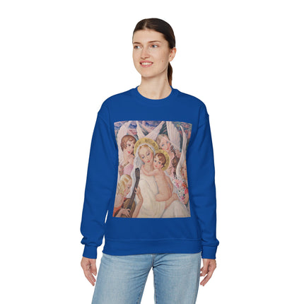 Madonna with Child Surrounded by Musical Angels by Gerda Wegener Heavy Blend™ Crewneck Sweatshirt