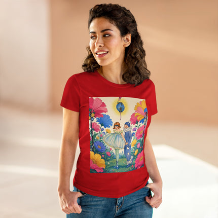 🌸🏮 The Lantern Garden Stroll Cotton Tee – Art Deco Floral Whimsy