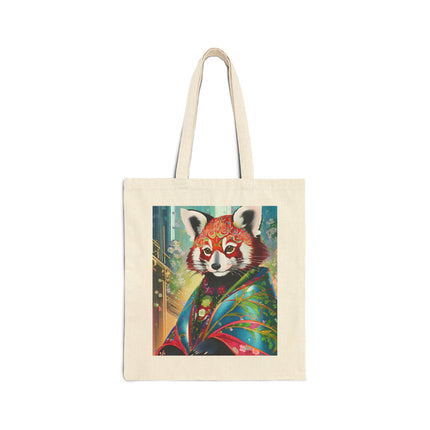 Cybernetic Red Panda Cotton Canvas Tote Bag