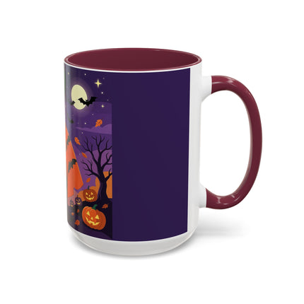 🎃🌕 The Pumpkin Moon Enchantress Colorful Mug – Elegant Halloween Masquerade