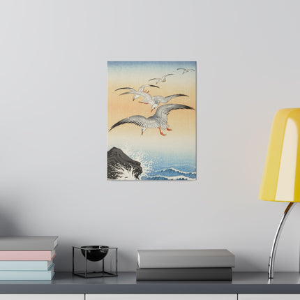 Five Seagulls Above Turbulent Sea by Ohara Koson – Japanese Seascape