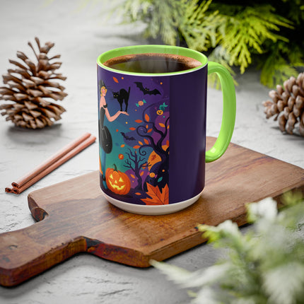 🐈‍⬛🎃 The Midnight Black Cat Masquerade Colorful Mug – Whimsical Halloween Elegance