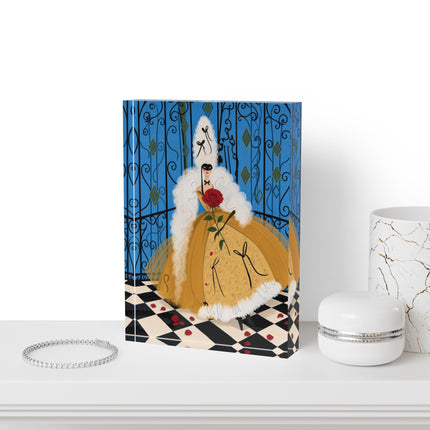 🎭🌹 The Lady Of The Masquerade Rose Acrylic Art Block – Art Deco Fashion Whimsy