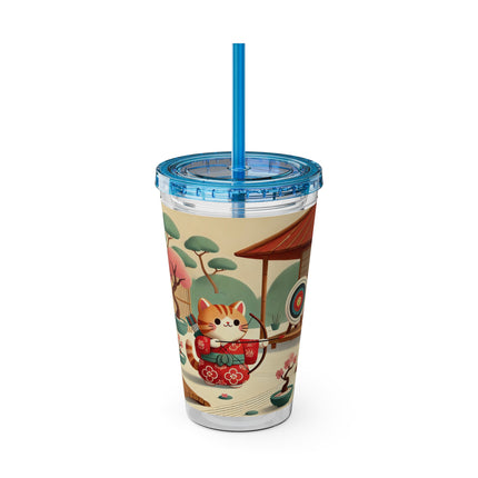 Archer Kitten in the Zen Garden Sunsplash Tumbler with Straw, 16oz
