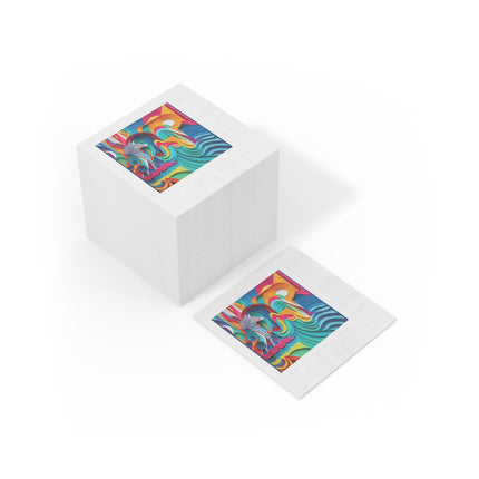 Surfing Zebra White Coined Napkins