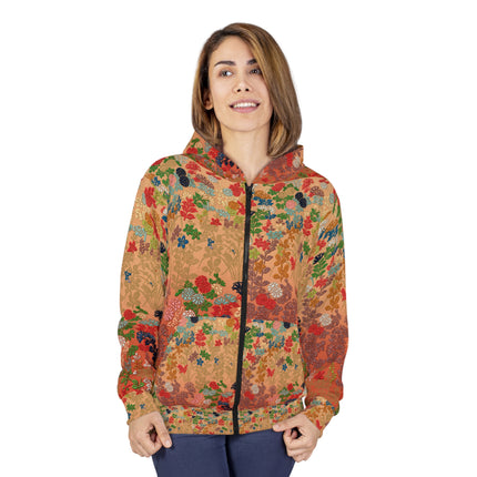 Japanese Fan Flower Pattern by G.A. Audsley Zip Hoodie (AOP)