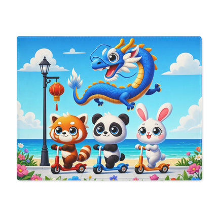 🌊🛴 Seaside Scooter Friends Placemat – Whimsical Coastal Animal Adventure