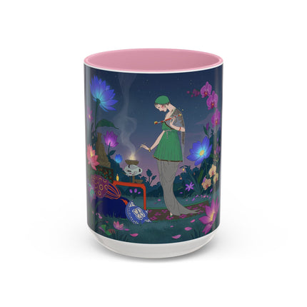 Moonlit Incense Ceremony Colorful Mugs – Art Deco Meditation Garden