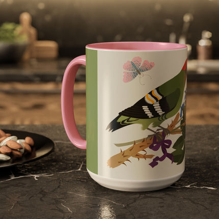 Woodpecker & Rose Colorful Mugs – Vibrant Spring & Bold Beauty