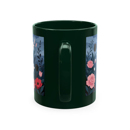 🌹🖤 The Lady Of The Midnight Rose Garden Ceramic Mug – Art Deco Floral Elegance