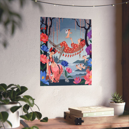 🪽🪷 The Garden Of Little Cupids Matte Vertical Poster – Art Deco Botanical Fantasy