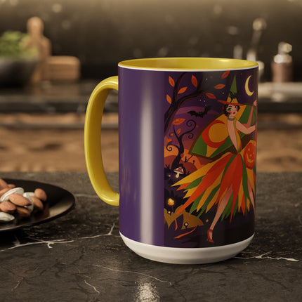 🎃🧙 The Witch Of Jack-O'-Lantern Hollow Colorful Mug – Whimsical Halloween Charm