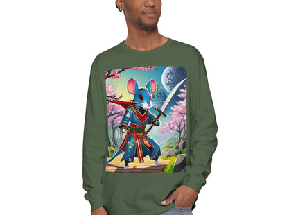 Cyber Samurai Rat Garment-dyed Long Sleeve T-Shirt