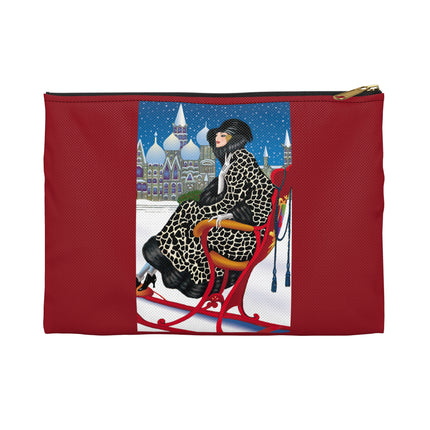 Elegant Winter Woman in Sleigh Accessory Pouch