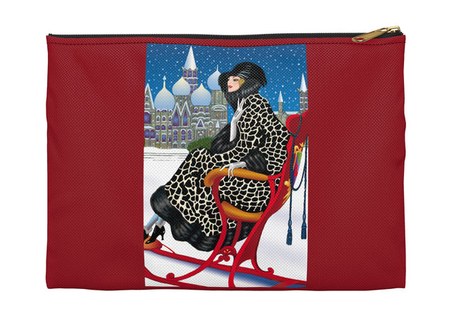 Elegant Winter Woman in Sleigh Accessory Pouch