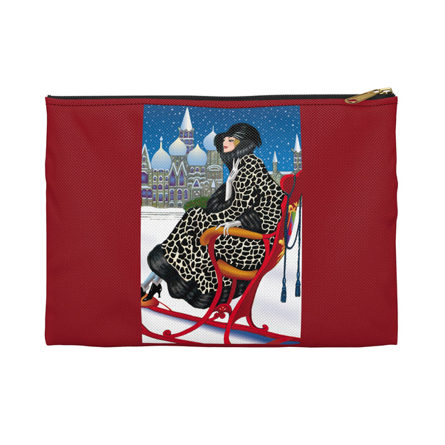 Elegant Winter Woman in Sleigh Accessory Pouch