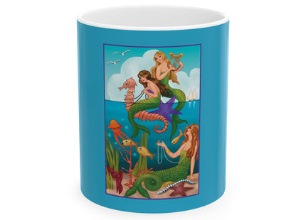Three Mermaids with Strings of Pearls by Carlo Chiostri Ceramic Mug 11oz