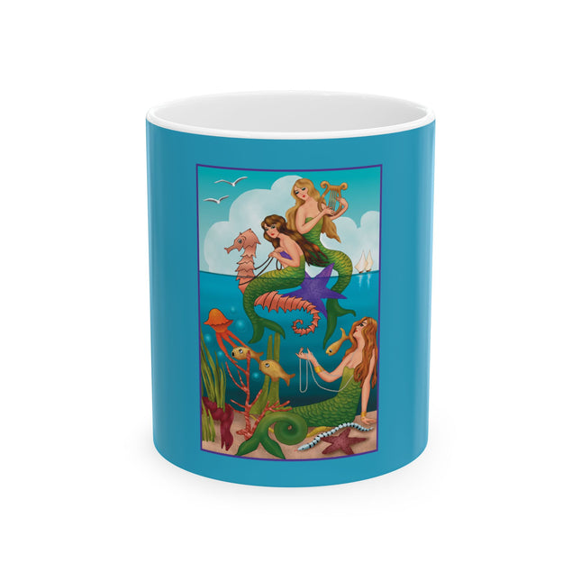 Three Mermaids with Strings of Pearls by Carlo Chiostri Ceramic Mug 11oz